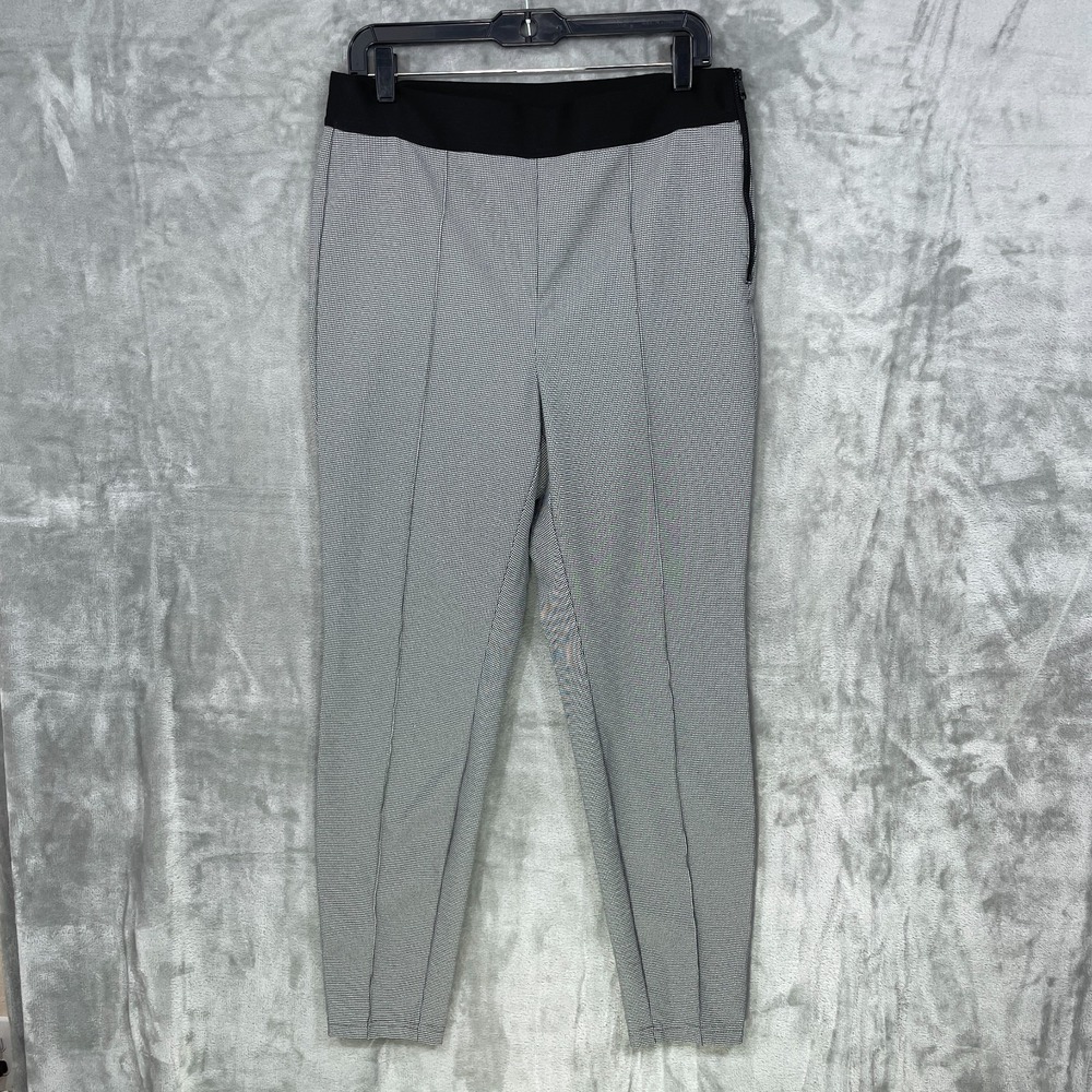 Boss Hugo Boss Women's Size 12 Ponte Pants Black Bird's Eye Side Zip Black